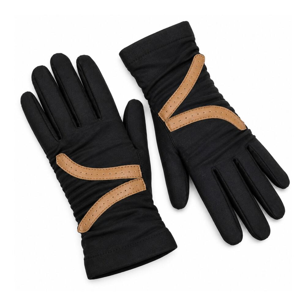 Sheer Energy 1990s Vintage Black Brown Riding Gloves One Size